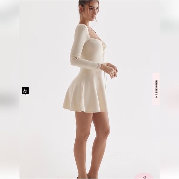 House of CB Caprice Cream Dainty Knit Mini Dress - Picture 16 of 16